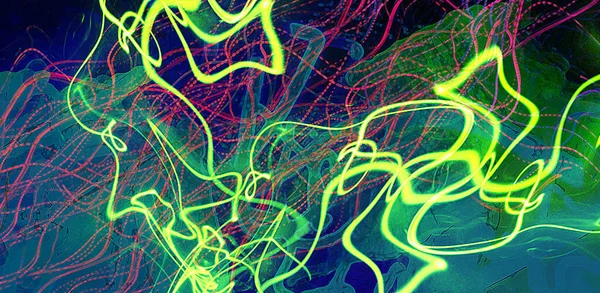Elvont Ragyogó Vonalak Neon Fények Elvont Pszichedelikus Háttér — Stock Fotó