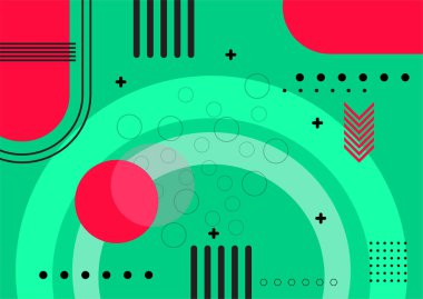 Modern renkli poster arka plan vektörü. Canlı perspektifli kaplama şablonu geometrik şekiller deseni. Duvar resimleri, el ilanları, broşürler, kapaklar, web afişleri için tasarım.