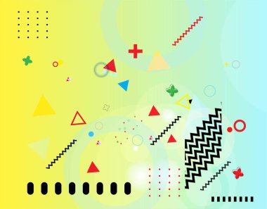 Geometrik şekiller ve elementlerle soyut gradyan arkaplan. Gradyan şekiller kompozisyonu. Güzel Düz arkaplan vektörü. Sancaklar tasarımı, sunumlar arka plan tasarımı, sunumlar arka plan