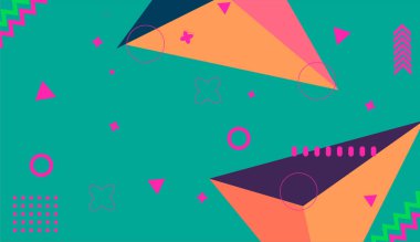 Geometrik şekiller ve elementlerle soyut gradyan arkaplan. Gradyan şekiller kompozisyonu. Güzel Düz arkaplan vektörü. Sancaklar tasarımı, sunumlar arka plan tasarımı, sunumlar arka plan