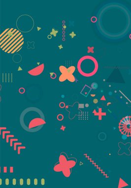 Geometrik şekiller ve elementlerle soyut gradyan arkaplan. Gradyan şekiller kompozisyonu. Güzel Düz arkaplan vektörü. Sancaklar tasarımı, sunumlar arka plan tasarımı, sunumlar arka plan