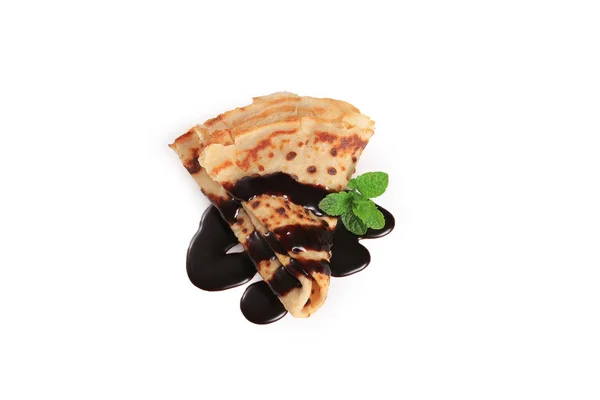 Pannkaka Choklad Crepe Isolerad — Stockfoto