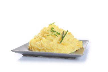 beyaz bir arka plan üzerinde patates püresi