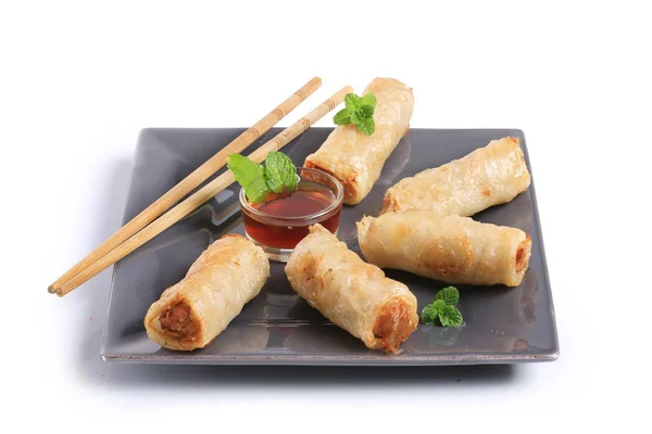 Spring Rolls Isolated White Background — Stock Photo, Image