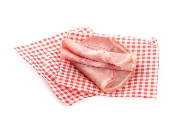 Schweineschinken Scheiben Isoliert Auf Weißem Hintergrund — Stockfoto