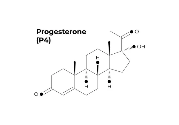 Vektör hormonlar minimalist afiş şablonu. Siyah progesteron yapısı beyaz arka plan üzerinde izole. Hormon gebelikle ilişkili. Bilim için tasarım, eğitim, sunum. — Stok Vektör