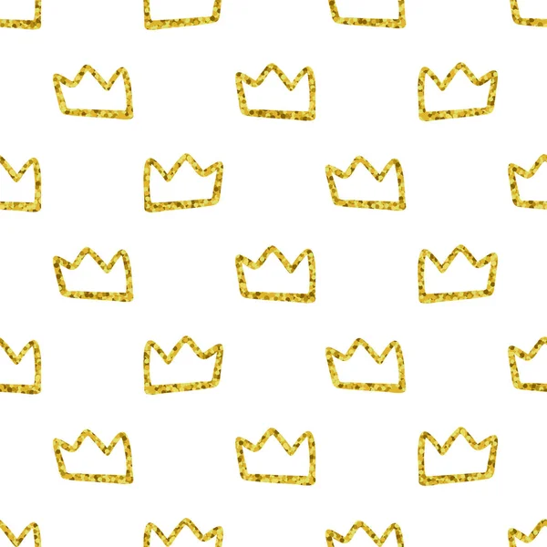 Vector Scandinavian Crown sömlöst mönster. Färg barnslig guld silhuett kronor isolerade på vit bakgrund. Baby shower geometrisk textur tryck för tyg, textil, papper, kort. Design för barn — Stock vektor