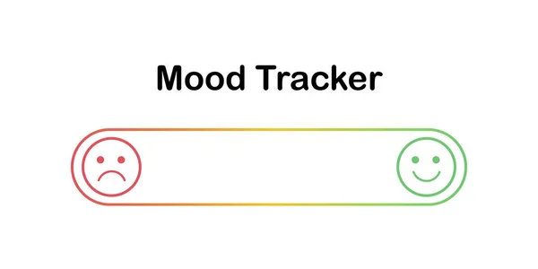 Scale of mood with outline emoticons. Angry and happy in progress bar. Sad and happy feelings on smiles. Mood tracker for checking mental disorders like bipolar disorder or depression. — Stock Vector