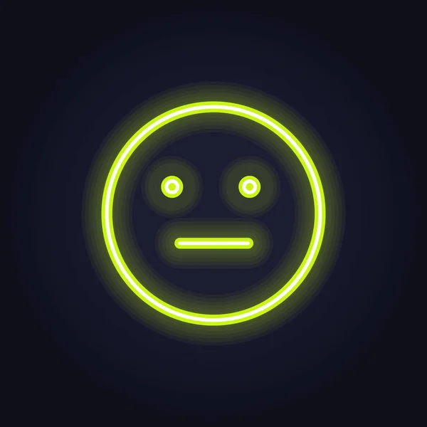 Icono de neón vectorial para retroalimentación del estado de ánimo. Amarillo indiferente brillante luz emoción sonrisa aislada en negro. Elemento emoticono del diseño de interfaz de usuario para la calificación del cliente, retroalimentación, encuesta, redes sociales — Archivo Imágenes Vectoriales