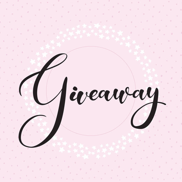 Предоставление баннера для конкурсов smm (маркетинга в социальных сетях). Векторный чёрный рукописный текст в круглой рамке маленьких белых звёзд, выделенных розовым цветом. Декоративная иллюстрация для продвижения
.