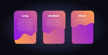 Vektör inforgraphic fluid adım şablonu. Bilgi grafik sunumu, web, akış şeması, proje, afiş için siyah Tasarım öğesi izole poster üzerinde turuncu neon gradyan modern tarzı renkli pembe