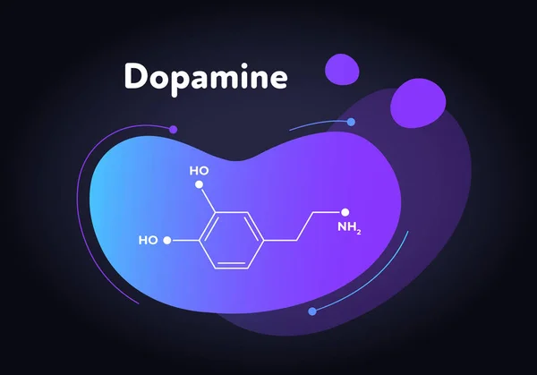 Vektor hormonok folyadék modern banner. Dopamin struktúra folyékony gradiens alakban fekete. Hormon kapcsolódó idős agyi betegség, függőség, kognitív funkció. Prezentációs terv, poszter. — Stock Vector