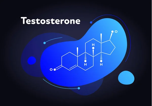 Vector hormonen vloeibare moderne banner. Testosteron structuur in vloeibare gradiënt trendy vorm op zwart. Geassocieerd met agressie, seks, groei, reproductie. Ontwerp voor onderwijs, presentatie, poster. — Stockvector