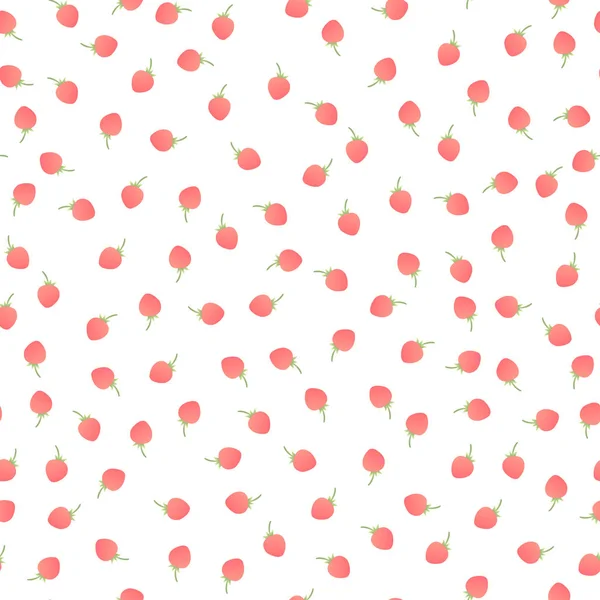 Векторный современный простой фруктовый узор. Неравномерный состав разноцветной красной клубники выделен на белом фоне. Дизайн повторяет плитку для декоративной текстуры, текстиля, фона, бумаги — стоковый вектор