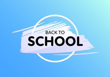 Vektör geri okul modern afiş için. El çizilmiş fırça konturları, modaya uygun stil mavi degrade arka planda izole edilmiş daire çerçevesi ile şekillenir. Üniversite, kurslar, toplantı, konferans için tasarım öğesi