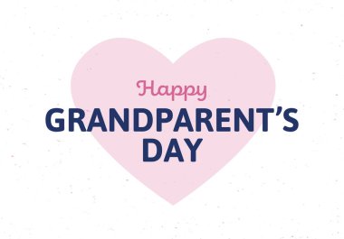 Vektör düz dedesi gün tatil afiş şablonu. Siyah metin ve pembe kalp işareti beyaz arka plan üzerinde izole. Poster, davetiye, kart, tebrik, tebrik için tasarım.