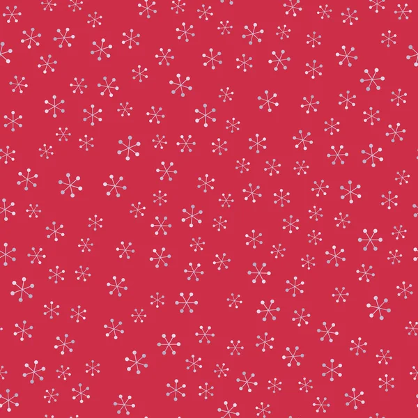 Vektor moderne flache nahtlose Schneeflockenmustervorlage. Gefälle Schneeflocken isoliert auf rotem Hintergrund. Design Wiederholkachel für Hintergrund, Textil, Packpapier. — Stockvektor