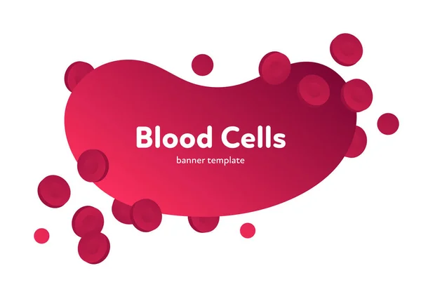 Ilustración de células sanguíneas planas vectoriales. Forma de líquido gradiente rojo con eritrocitos aislados sobre fondo blanco. Plantilla de elemento de diseño para póster, volante, tarjeta, banner, ui, presentación — Vector de stock