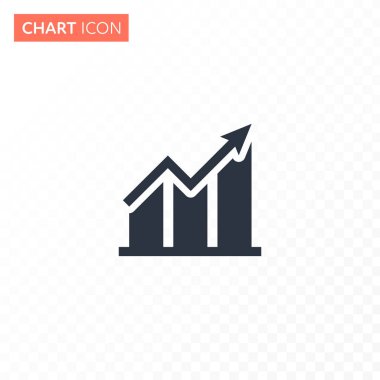 Ok grafiği diyagramı simgesi çizimi ile vektör düz çubuğu. Beyazdan saydam arka plana yalıtılmış basit siyah renk simgesi. Finans istatistikleri kavramı, analitics. UI, report, web için tasarım.