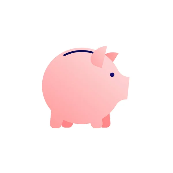 Wektor płaski świnka pieniądze zapisać ilustrację. Fgradient różowa świnia izolowana na białym tle. Pojęcie bankowości, debetu dochodowego, emerytury. Element designu banera biznesowego, plakatu, infografiki — Wektor stockowy