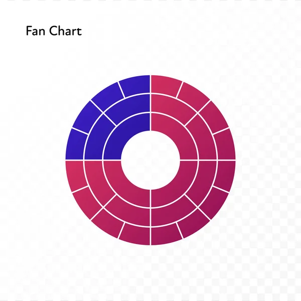 Ilustração do ícone do diagrama de gráfico plano de cor vetorial. Gráfico de ventilador gradiente vermelho e azul. Círculo isolado em fundo transparente. Elemento de design para antepassado, estatísticas, analíticos, ui, relatório, web — Vetor de Stock