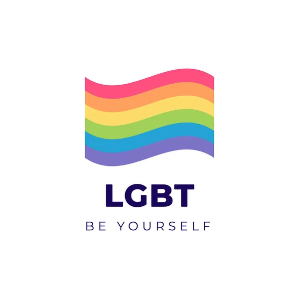 Lgbtq誇り月間フラグの概念 ベクトルフラットイラスト 小さな虹の旗のシンボルを振って あなた自身のテキストである 自由と多様性のためのデザイン要素バナー ポスター — ストックベクタ