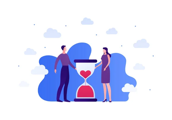 Apaixonar Relacionamento Velocidade Namoro Conceito Ilustração Pessoas Planas Vetoriais Casal — Vetor de Stock