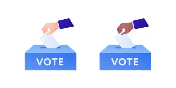 Democratisch Stem Verkiezingsdagconcept Vetcor Platte Illustratie Set Menselijke Hand Drop — Stockvector