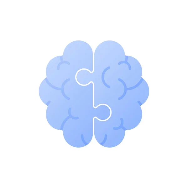 Denk Und Psychologiekonzept Vektorflache Illustration Menschliches Gehirn Aus Zwei Puzzleteilen — Stockvektor