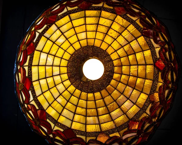 Stained glass lamp looking up from below