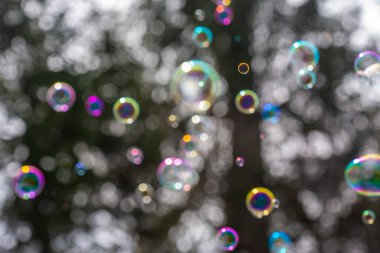 Dışarıda gökkuşağı kabarcıkları var.