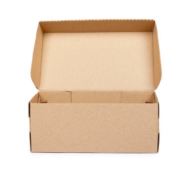 Ambalaj ve teslimat, beyaz arka plan üzerinde izole kahverengi karton kutu.