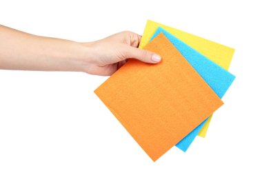 Ev için eşylar renk bez temiz beyaz arka plan üzerinde izole el ile.