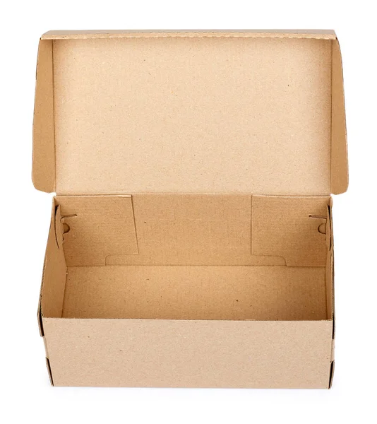 Caixa Papelão Marrom Para Embalagem Entrega Isolada Fundo Branco — Fotografia de Stock