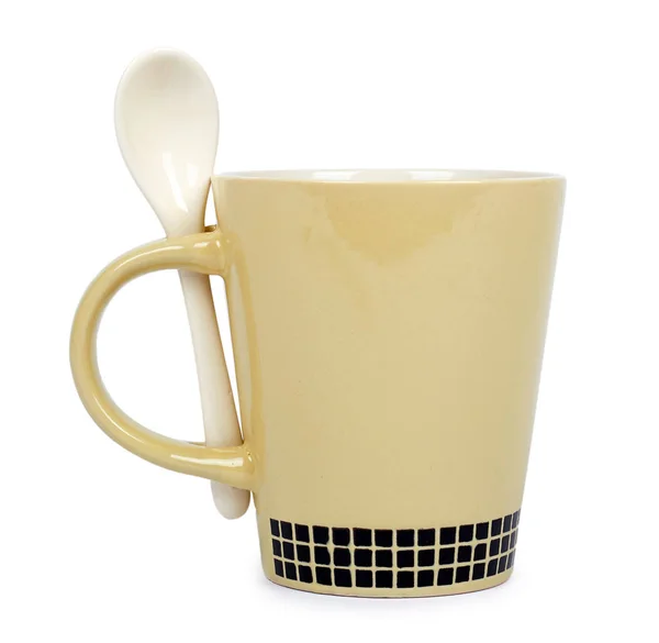 Porcalain Herbata Brązowy Puchar Białym Tle — Zdjęcie stockowe