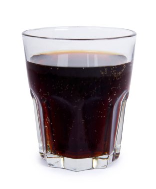 Beyaz arka plan üzerinde izole cam kola iç.