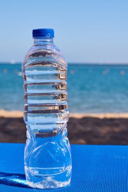 Deniz plaj plastik su şişesi.