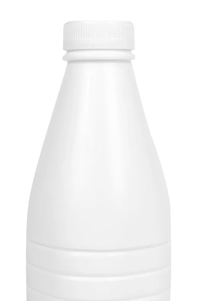 Weiße Plastikmilchflasche Isoliert Auf Weißem Hintergrund — Stockfoto