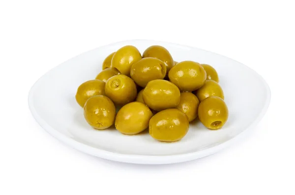 Organický Olivový Berry Desce Izolovaných Bílém Pozadí Royalty Free Stock Fotografie