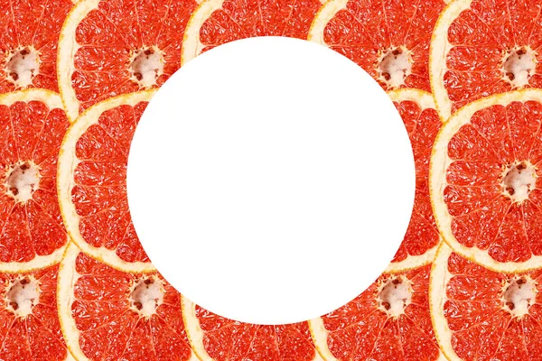 Érett Vörös Grapefruit Szelet Kocka Mintás Háttérrel — Stock Fotó