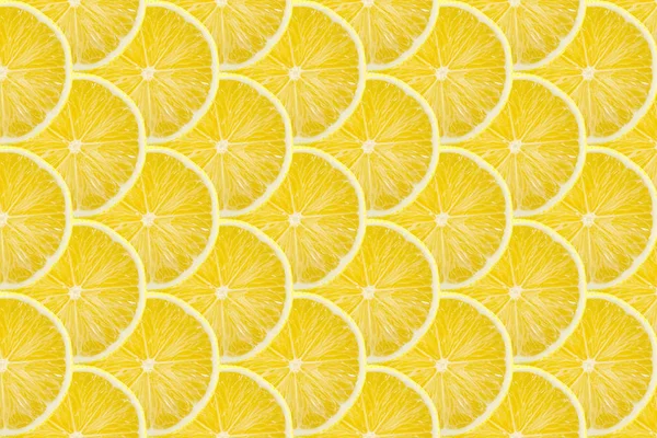 Suculento Fatia Amarela Fundo Padrão Frutas Limão Flat Lay — Fotografia de Stock