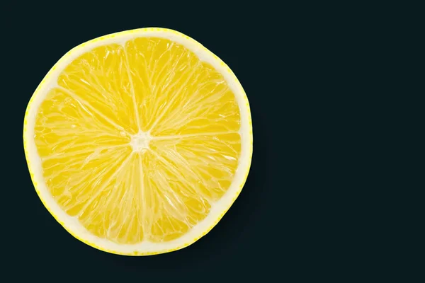 Fatia Amarela Suculenta Fundo Frutas Limão Flat Lay Com Espaço — Fotografia de Stock