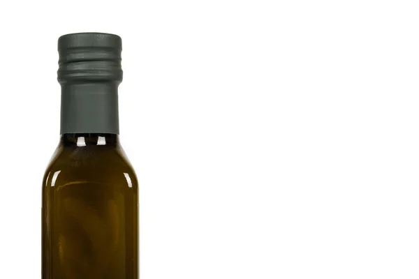 Grüne Flasche Olivenöl Isoliert Auf Weißem Hintergrund Kopiervorlage — Stockfoto