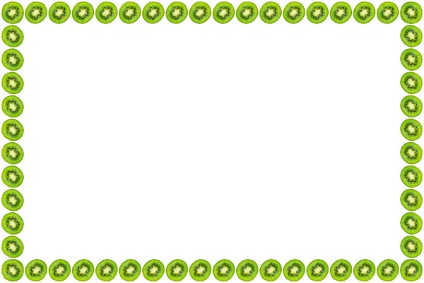 Plátek Syrové Zelené Kiwi Ovoce Pozadí Rám Hranici Prázdné Místo — Stock fotografie