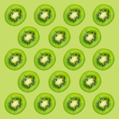 Yeşil ham Kivi Meyve desen arka plan dilim.
