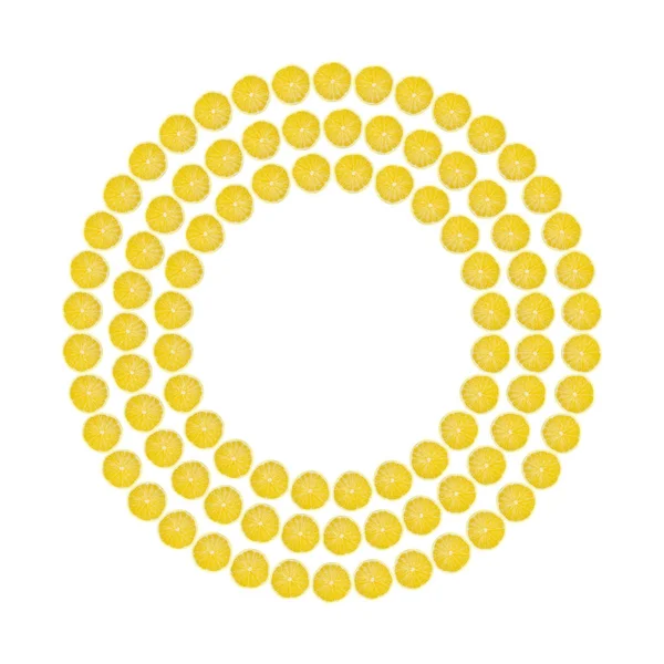 Saftig Gelbe Scheibe Zitronenfruchtmuster Hintergrund Flache Lage Mit Kopierraum Rahmen — Stockfoto