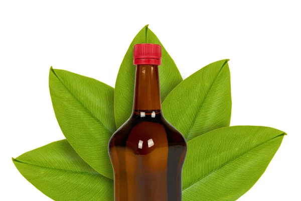 Flasche Dunkler Soja Oder Balsamico Sauce Auf Dem Hintergrund Der — Stockfoto