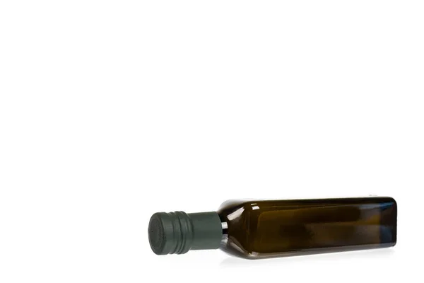 Grüne Flasche Olivenöl Isoliert Auf Weißem Hintergrund Kopiervorlage — Stockfoto