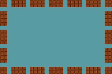 Çikolata parçaları arka plan, çerçeve ve sınır, kopya alanı fotoğraf.