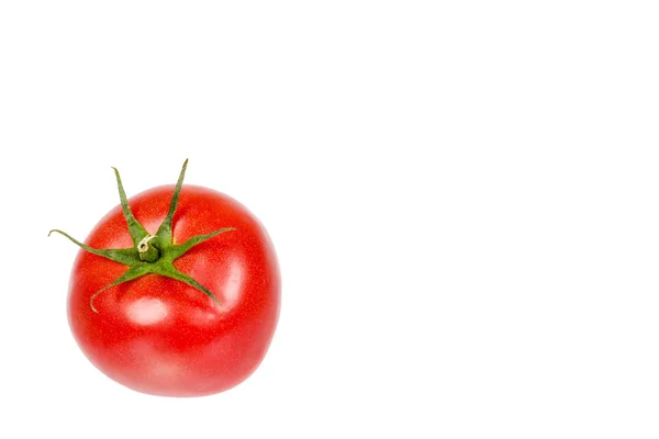 Φρέσκα Ολόκληρα Ωμά Κόκκινη Ντομάτα Πράσινο Φύλλο Απομονώνονται Λευκό Φόντο — Φωτογραφία Αρχείου